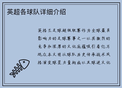 英超各球队详细介绍